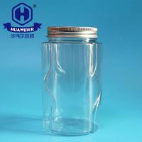 Clear Plastic 13OZ 0.08GAL PET Jar With Aluminium Screw Lid 380ml