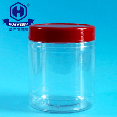 26OZ 760ml Well Sealing Shim Red Screw Lid Transparent Clear PET Plastic Jar