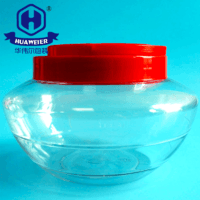 54OZ 1550ml Red Screw Lid With Handle Transparent Clear PET Plastic Jar Fish Tank Look