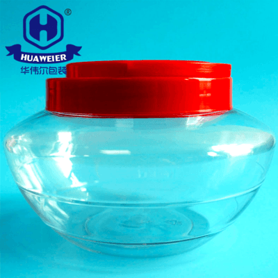 54OZ 1550ml Red Screw Lid With Handle Transparent Clear PET Plastic Jar Fish Tank Look