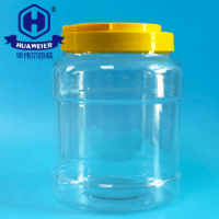 88OZ 0.55GAL 2500ml Yellow Screw Lid With Handle High Transparent PET Plastic Jar For Pickled Food