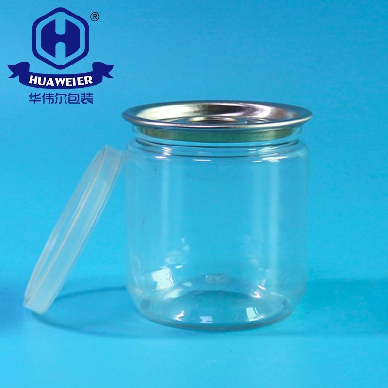 4OZ 120ML Clear Transparent Canned Tuna Plastic PET Cans With EOE Lid And PE Cap
