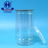 12OZ 350ML 209# Transparent With EOE Lid Plastic Cap PET Food Cans Packaging In China
