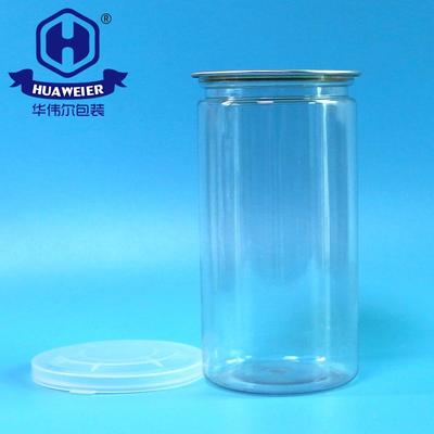 15OZ 440ML 211# Dried Fish Chip Packaging Clear Tube Plastic PET Can With EOE Lid