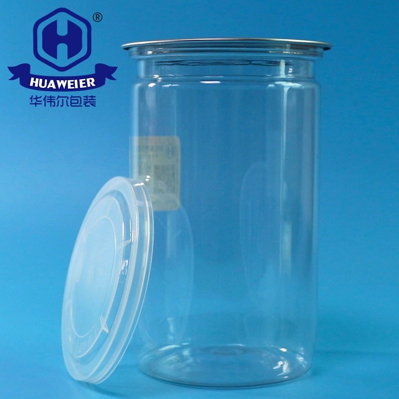 26OZ 740ML 307# PET Material Packaging Peel Off Ends Round Clear Plastic Tube Cans