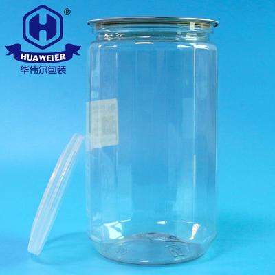 High Capacity 35OZ 1000ML 307# PET Food Clear Plastic Cans With PE Cap Aluminium EOE Lid